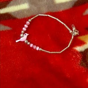 Handmade Pink bird bracelet